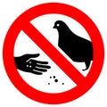 Do not feed birds forbidden sign, modern round sticker, vector illustration Royalty Free Stock Photo