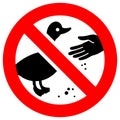 Do not feed birds forbidden sign, modern round sticker, vector illustration Royalty Free Stock Photo