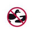 Do not feed birds prohibited sign, don't feed the ducks forbidden modern round sticker, vector illustration Royalty Free Stock Photo