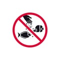 Do not feed fish prohibited sign, forbidden modern round sticker, vector illustration Royalty Free Stock Photo