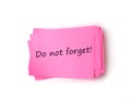 Do not forget on sticky Note isolated on white