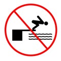 Do not jump pool on white background. warning notice sign. do not jump stop symbol. flat style Royalty Free Stock Photo