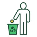 Do not litter color line icon. Man throws garbage. Pictogram for web page, mobile app, promo.