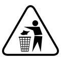 Do not litter flat icon in black triangle isolated on white background. Keep it clean vector illustration. Tidy symbol Royalty Free Stock Photo