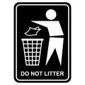 Do not litter flat icon isolated on black background. Keep it clean vector illustration. Tidy symbol