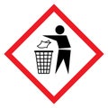Do not litter flat icon in red rhombus isolated on white background. Keep it clean vector illustration. Tidy symbol Royalty Free Stock Photo