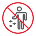 Do not litter line icon, prohibition and forbidden