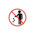 Do not litter line icon, prohibition sign