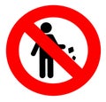 Do not litter sign . Person silhouette throws garbage on the ground, with the round red symbol of prohibition around it