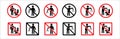 Do not litter sign set. Do not littering icon. Littering forbidden signs. Round and square shape signage. Vector stock