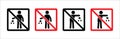 Do not litter sign set. Do not littering icon. Littering forbidden signs. Square shape signage. Vector stock illustration
