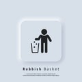 Do not litter sign. Trash can icon. Rubbish basket. Vector EPS 10. UI icon. Neumorphic UI UX white user interface web button. Royalty Free Stock Photo