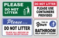 Do not litter signs Royalty Free Stock Photo