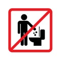 Do not litter in toilet icon, Keep clean sign, Throw garbage in a bin, Prohibition icon sticker for area places Royalty Free Stock Photo