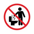 Do not litter in toilet icon, Keep clean sign, Throw garbage in a bin, Prohibition icon sticker for area places Royalty Free Stock Photo