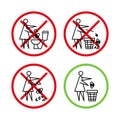 Do not litter in the toilet. Toilet no trash. Woman throws sanitary towels in the lavatory. Please use trash can for paper towels Royalty Free Stock Photo