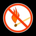 Do not make a fire sign with matches on a black background Royalty Free Stock Photo