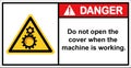 Do not open the cover when the machine is working.,label danger