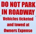 Do not park in roadway. Royalty Free Stock Photo