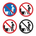 No peeing on the floor sign, do not pee outside of the toilet icon