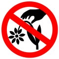 Do not pick flowers vector sign Royalty Free Stock Photo