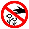 Do not pick flowers vector sign Royalty Free Stock Photo