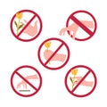 Do not pluck flowers No Pick Sign Symbol Variation Royalty Free Stock Photo