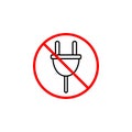 Do not plug line icon, prohibition sign, forbidden Royalty Free Stock Photo