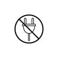 Do not plug line icon, prohibition sign, forbidden Royalty Free Stock Photo