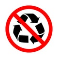 Do not recycle symbol. Bright warning, restriction sign on a white background