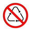 Do not recycle symbol. Bright warning, restriction sign on a white background