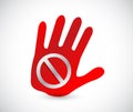 do not sign on a handprint illustration