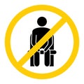 Do not sit here. Forbidden seating, icon. Keep social distance to prevent infection with the coronavirus. Distancing sitting. Keep