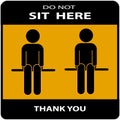 Do not sit here for Keep Social Distance. For prevention of spreading the infection in Covid-19 Royalty Free Stock Photo