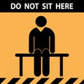 Do not sit here for Keep Social Distance. For prevention of spreading the infection in Covid-19. Vector illustration of people Royalty Free Stock Photo