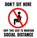 Do not sit here sign for public places to encourage social distancing