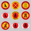 Do Not Sit Here Signage. Forbidden icons for seat. Safe social distance when you`re sitting in a public place. Lockdown rule. Kee