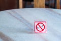 Do not smoke sign on table.Thailand. Royalty Free Stock Photo