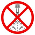 Do not spray water sign, crossed nozzle with divergent lines