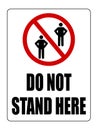 Do not stand here. Ban sign with silhouettes of two persons and text Royalty Free Stock Photo