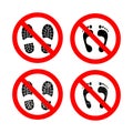 Do not step glyph vector icons set