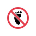 Do not step sign, no barefoot icon, no footprint symbol - Vector Royalty Free Stock Photo