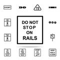 do not stop on rails icon. Railway Warnings icons universal set for web and mobile Royalty Free Stock Photo