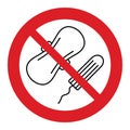 Do not throw feminine sanitary pad icon prohibited sign