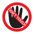 Do not touch hand icon. Stop or forbidden sign vector illustration Royalty Free Stock Photo