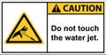 Do not touch the high pressure water jets with your hands.,Caution sign