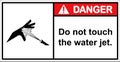 Do not touch the high pressure water jets with your hands.,Danger sign