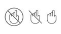 Do not touch icons set. Prohibition sign on the hand. Vector illustration