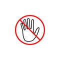 Do not touch line icon, No entry prohibition sign Royalty Free Stock Photo