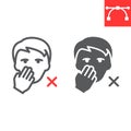 Do not touch your face line and glyph icon, coronavirus and covid-19, don t touch face sign vector graphics, editable Royalty Free Stock Photo